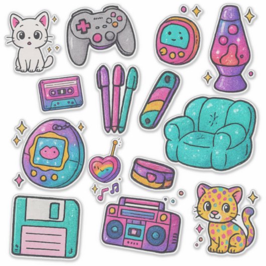 90s Prop Pack Stickers – Glitter シール (正面)