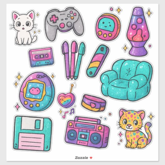 90s Prop Pack Stickers – Glitter シール (シート)