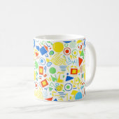 90s Retro Colorful Memphis Style Geometric Pattern コーヒーマグカップ (正面右)