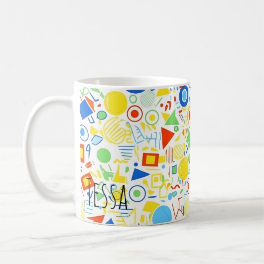 90s Retro Colorful Memphis Style Geometric Pattern コーヒーマグカップ (左)