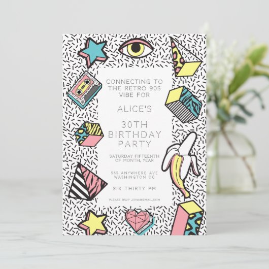 90s Retro Era Theme Party Event 招待状 (スタンド正面)