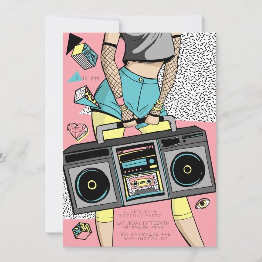 90s Retro Era Theme Party Event 招待状 (正面)