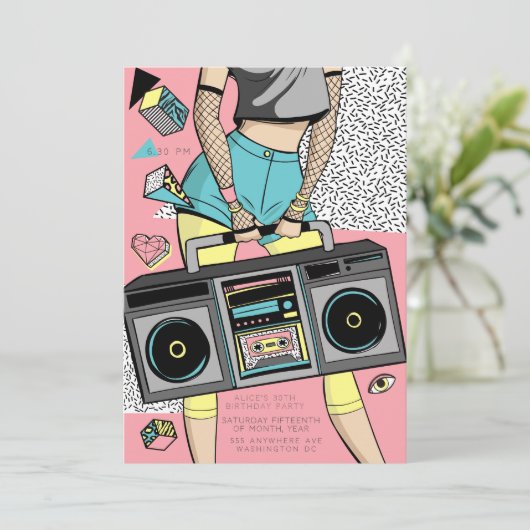 90s Retro Era Theme Party Event 招待状 (スタンド正面)