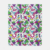 90s Retro Purple Turquoise Green Memphis Style フリースブランケット (正面)