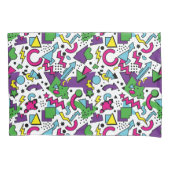 90s Retro Purple Turquoise Green Memphis Style 枕カバー (正面)