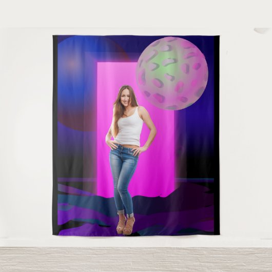 90's Retro Space Party Decoration Backdrop タペストリー (正面)