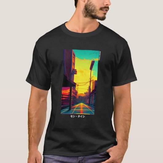 90's Retro Synthwave Japanese Vaporwave Otaku Aest Tシャツ (正面)