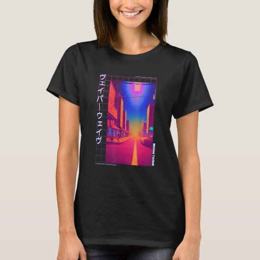 90's Retro Synthwave Japanese Vaporwave Otaku Aest Tシャツ (正面)