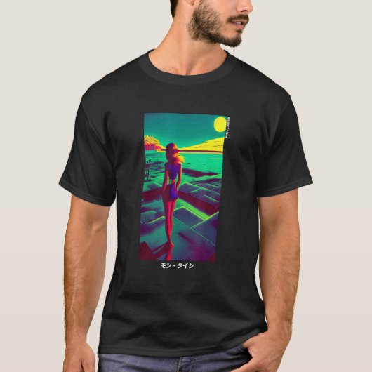 90's Retro Synthwave Japanese Vaporwave Otaku Aest Tシャツ (正面)