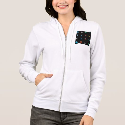 90s Retro Tech and Web Icon Pattern パーカ (正面)