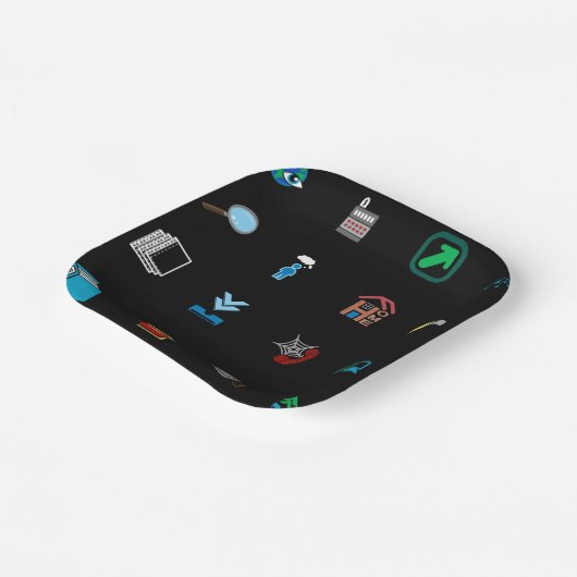 90s Retro Tech and Web Icon Pattern ペーパープレート (傾斜あり)