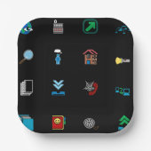 90s Retro Tech and Web Icon Pattern ペーパープレート (正面)