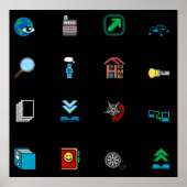 90s Retro Tech and Web Icon Pattern ポスター (正面)