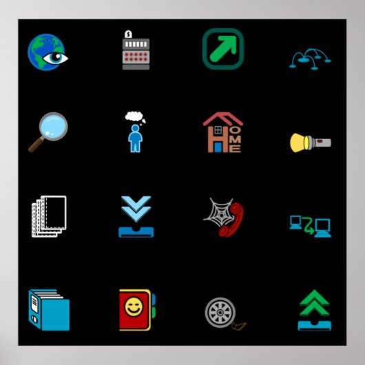 90s Retro Tech and Web Icon Pattern ポスター (正面)