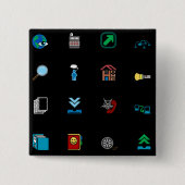 90s Retro Tech and Web Icon Pattern 缶バッジ (正面)