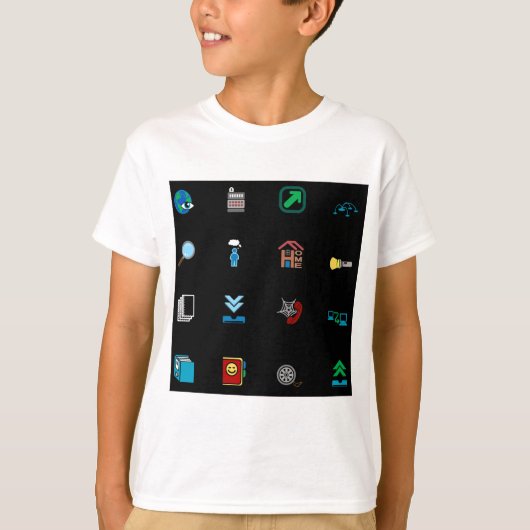 90s Retro Tech and Web Icon Pattern Tシャツ (正面)