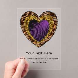 90s Rockabilly Punk Heart Tattoo Style Pattern アクリル招待状