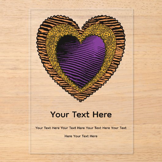 90s Rockabilly Punk Heart Tattoo Style Pattern アクリル招待状 (正面)