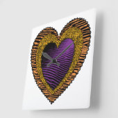 90s Rockabilly Punk Heart Tattoo Style Pattern スクエア壁時計 (傾斜)