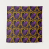 90s Rockabilly Punk Heart Tattoo Style Pattern タペストリー (正面)