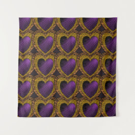 90s Rockabilly Punk Heart Tattoo Style Pattern タペストリー