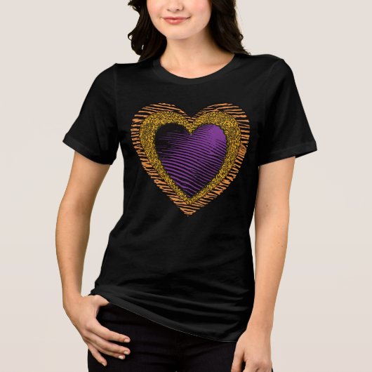 90s Rockabilly Punk Heart Tattoo Style Pattern トライブレンドＴシャツ (正面)