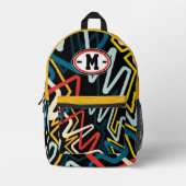 90s Street Abstract Multicolored Tangled Pattern  プリントバックパック (正面)