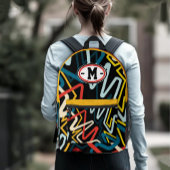 90s Street Abstract Multicolored Tangled Pattern  プリントバックパック