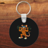 90s Style Cartoon Rat Lifting Weights Tank Top_2  キーホルダー (正面)