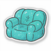 90s Teal Glitter Bubble Chair Kiss Cut  シール (正面)