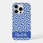 90's theme blue checkered name monogram iPhoneケース (裏面)