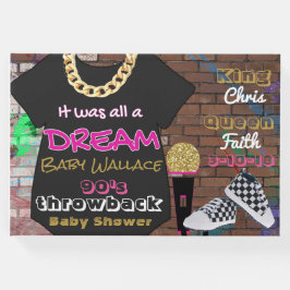 90's Urbanヒップホップ|ピンク&金ゴールドベビーシャワー ゲストブック