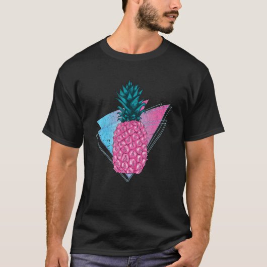 90s Vaporwave Tropical Summer Fruit Synthwave Pine Tシャツ (正面)