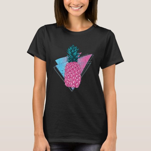 90s Vaporwave Tropical Summer Fruit Synthwave Pine Tシャツ (正面)
