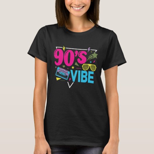 90's VIBE レトロカセットシャッターサングラス Tシャツ (正面)