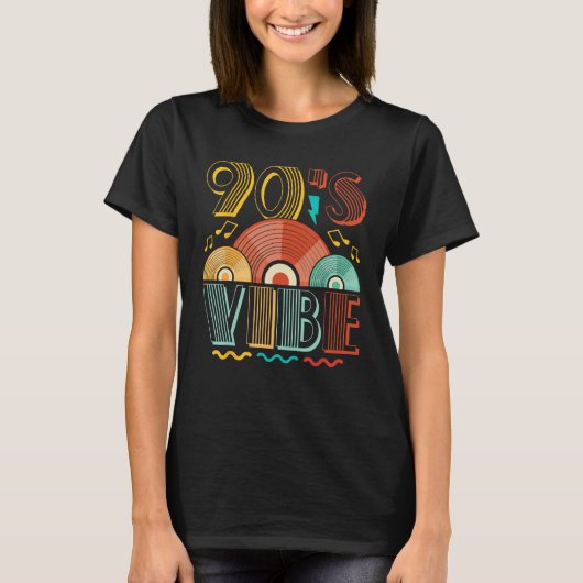 90s Vibe CD 90s Music 1990s世代レトロNinet Tシャツ (正面)