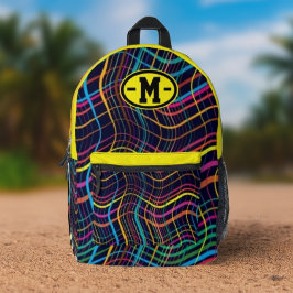 90s  Vivid Vibrant Grid Mesh Wavy プリントバックパック