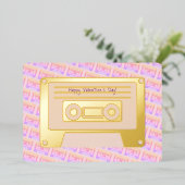 90s Y2kカセットピンクハッピーバレンタインデー金ゴールド 箔シーズンカード (立ち正面)