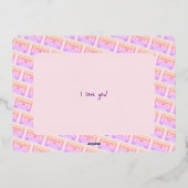 90s Y2kカセットピンクハッピーバレンタインデー金ゴールド 箔シーズンカード (裏面)