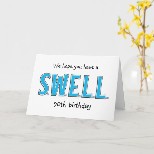 90thおもしろいswell誕生日あいさつパーソナライズされたつ カード (黄色い花)