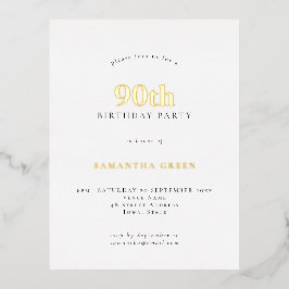 90thエレガントバースデーパーティラグジュアリー実在 箔招待状ポストカード