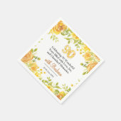 90thエレガントバースデーパーティー – イエローローズデコール スタンダードカクテルナプキン (角)