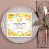 90thエレガントバースデーパーティー – イエローローズデコール スタンダードカクテルナプキン