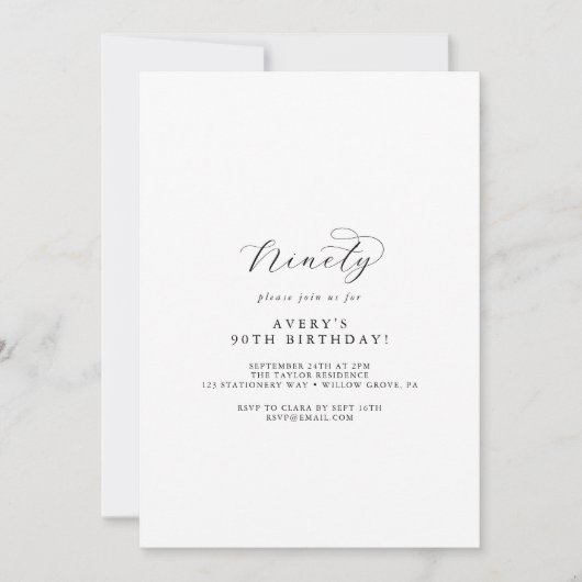 90thエレガント誕生日パーティー 招待状 (正面)