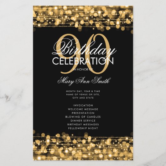 90thエレガント Birthday Partyプログラム金ゴールド(メニュー付き) (正面)
