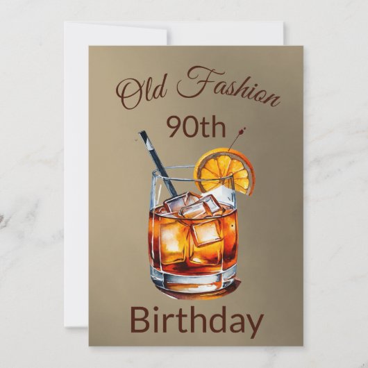 90thオールドファッションカクテルオス誕生日招待状 招待状 (正面)