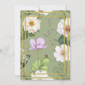 90thグリーン金ゴールドフローラモダン誕生日 招待状 (裏面)