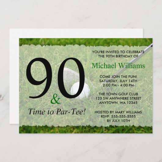 90thゴルフバースデーパーティ招待状 招待状 (正面/裏面)