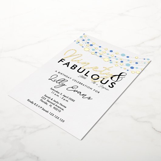 90thサプライズ誕生日パーティー招エレガント待 箔招待状 (回転した状態)