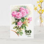 90thスペインの誕生日ヴィンテージバラガーデン名 カード (黄色い花)